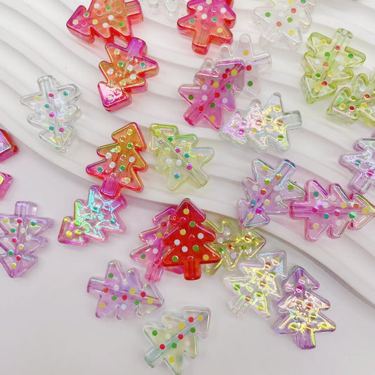 【P041】（NEW） Christmas colored polka dots Christmas tree-High quality charms