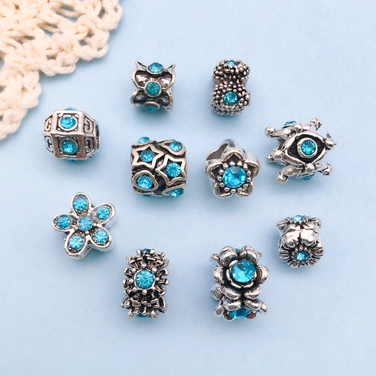 【P036】Lake blue diamond separated beads-shaped charm-High quality charms